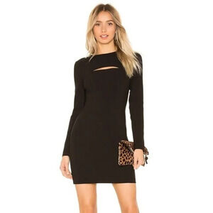 LIKELY x Revolve Keller Black Long Sleeve Cut Out Mini Dress